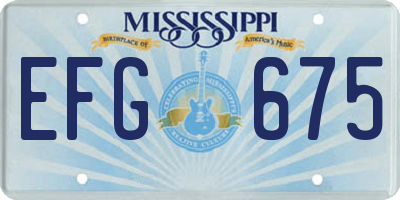 MS license plate EFG675