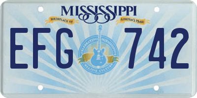 MS license plate EFG742