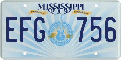MS license plate EFG756