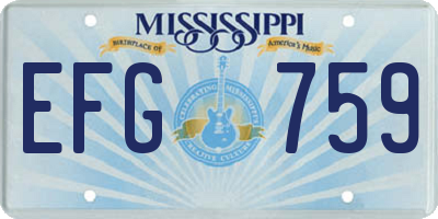 MS license plate EFG759