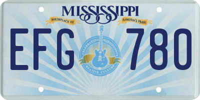 MS license plate EFG780