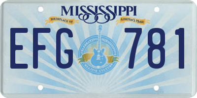 MS license plate EFG781