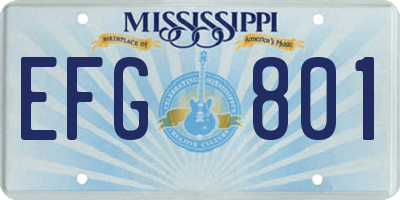 MS license plate EFG801