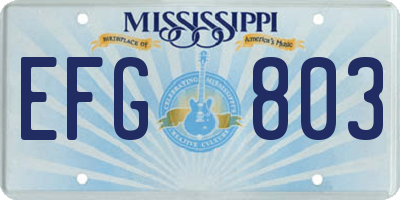 MS license plate EFG803