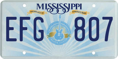 MS license plate EFG807