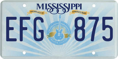 MS license plate EFG875