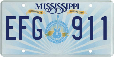 MS license plate EFG911