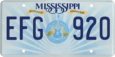 MS license plate EFG920