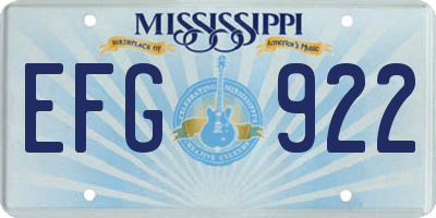 MS license plate EFG922