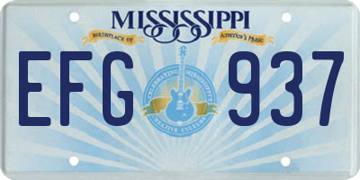MS license plate EFG937
