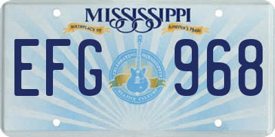 MS license plate EFG968