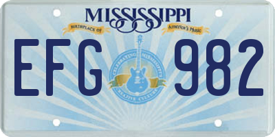 MS license plate EFG982