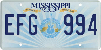 MS license plate EFG994