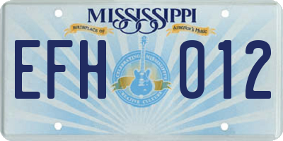 MS license plate EFH012