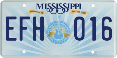 MS license plate EFH016