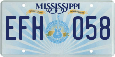 MS license plate EFH058
