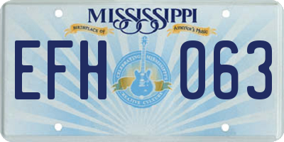 MS license plate EFH063