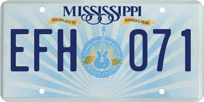 MS license plate EFH071
