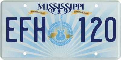 MS license plate EFH120