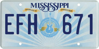 MS license plate EFH671