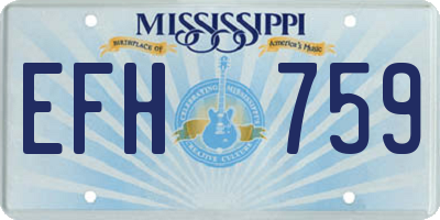 MS license plate EFH759