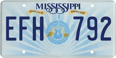 MS license plate EFH792