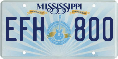 MS license plate EFH800