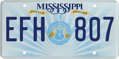 MS license plate EFH807