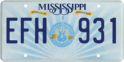 MS license plate EFH931