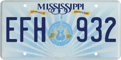 MS license plate EFH932