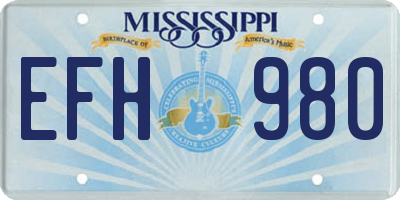 MS license plate EFH980