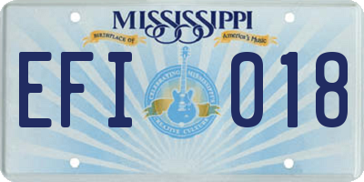 MS license plate EFI018