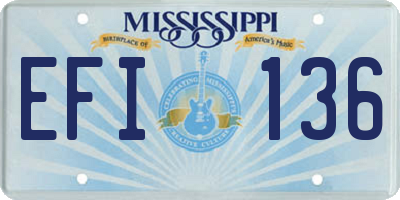 MS license plate EFI136