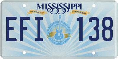 MS license plate EFI138