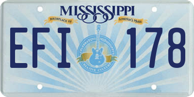 MS license plate EFI178