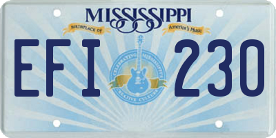 MS license plate EFI230