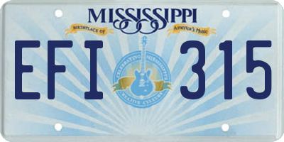 MS license plate EFI315