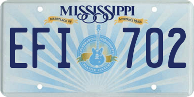 MS license plate EFI702