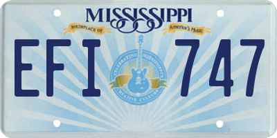 MS license plate EFI747