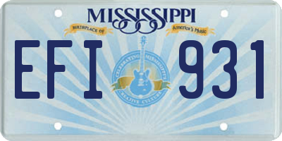 MS license plate EFI931