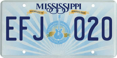 MS license plate EFJ020