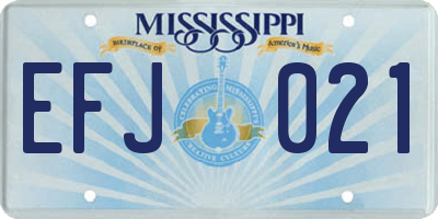 MS license plate EFJ021