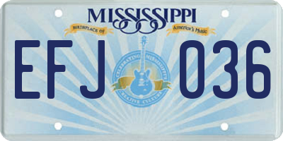 MS license plate EFJ036