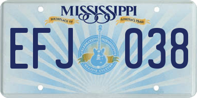 MS license plate EFJ038