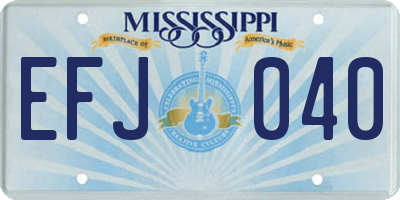 MS license plate EFJ040