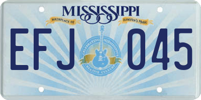 MS license plate EFJ045