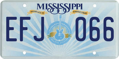 MS license plate EFJ066