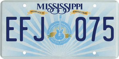 MS license plate EFJ075