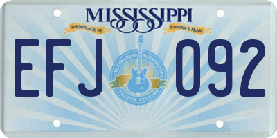 MS license plate EFJ092