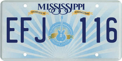 MS license plate EFJ116